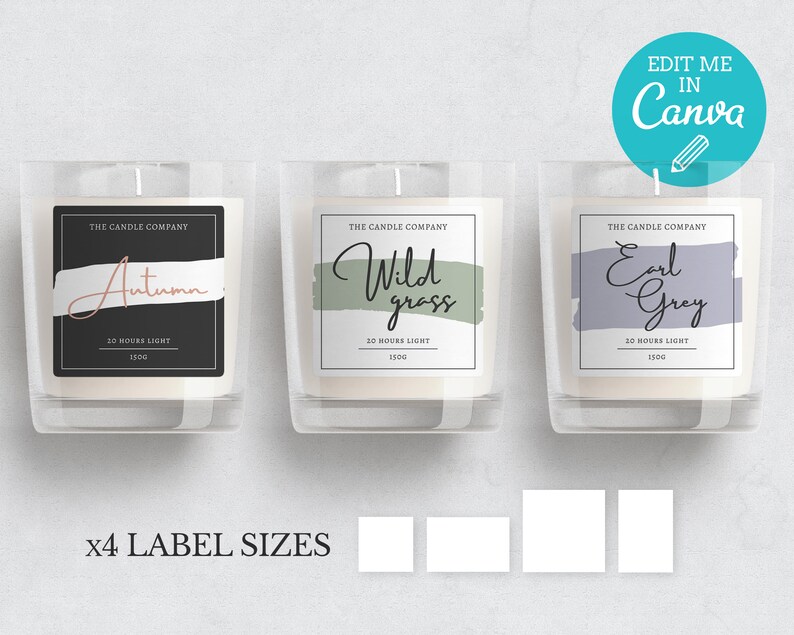Modern Candle Label Template / Editable Colourful Candle - Etsy