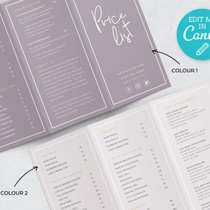 Modern Tri-Fold Editable Price list Template / Z Fold Price list Template / Folded Printable Salon Templates / Trifold Hair Price list