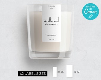 Slim Minimalist Candle Label Template / Editable Candle Labels / Black & White Candle Label / Modern Candle Label Template Download