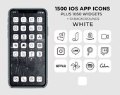 1500 Minimalist White iOS 14 App Icons / Social Media icons iOS14 & Widgets / iPhone Icon App Pack / White Aesthetic Icon / White Icons iOS