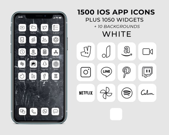 1500 Minimalist White Ios 14 App Icons / Social Media Icons 