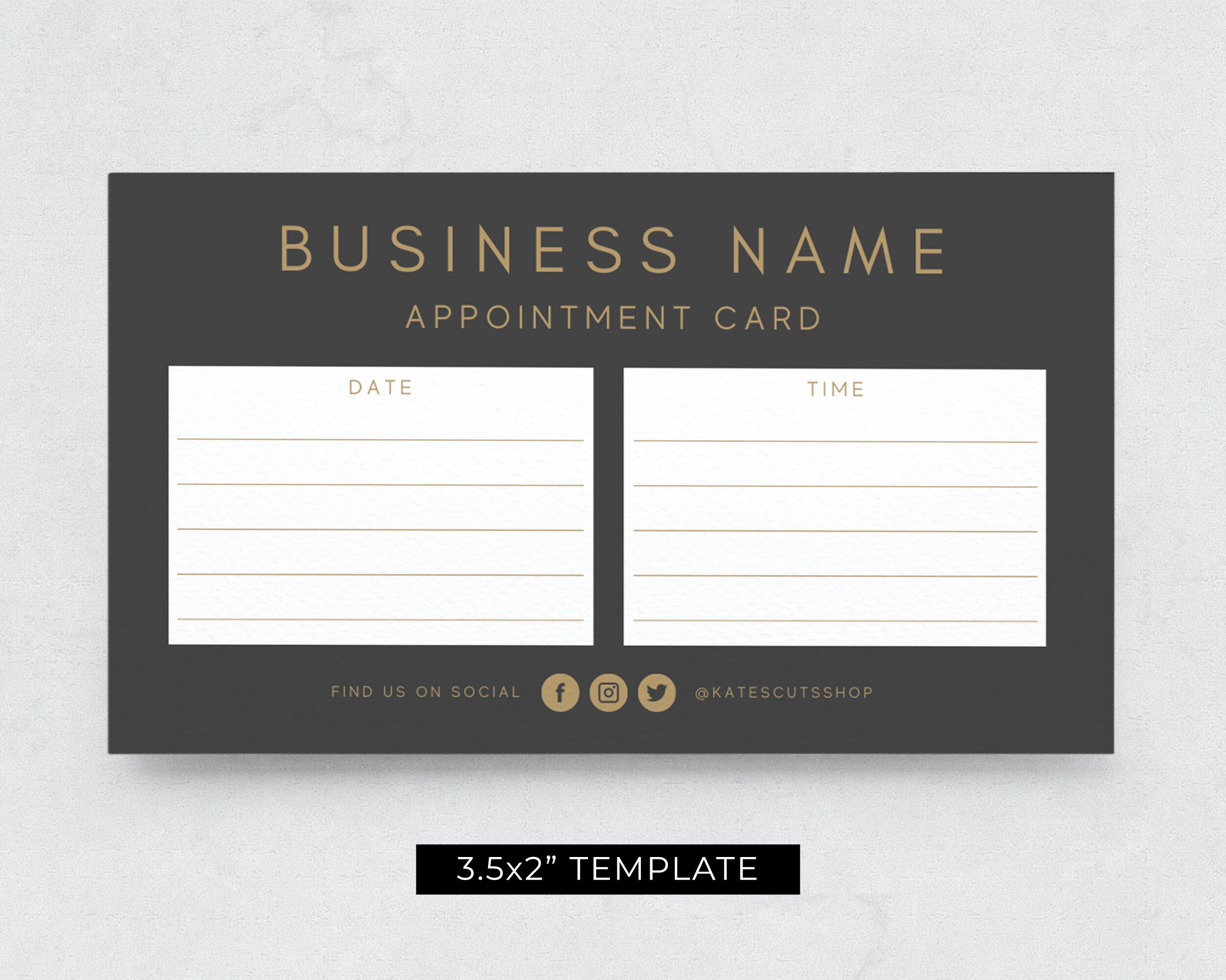 Gold Appointment Card Template / Editable Appointment Card / Minimalist ...