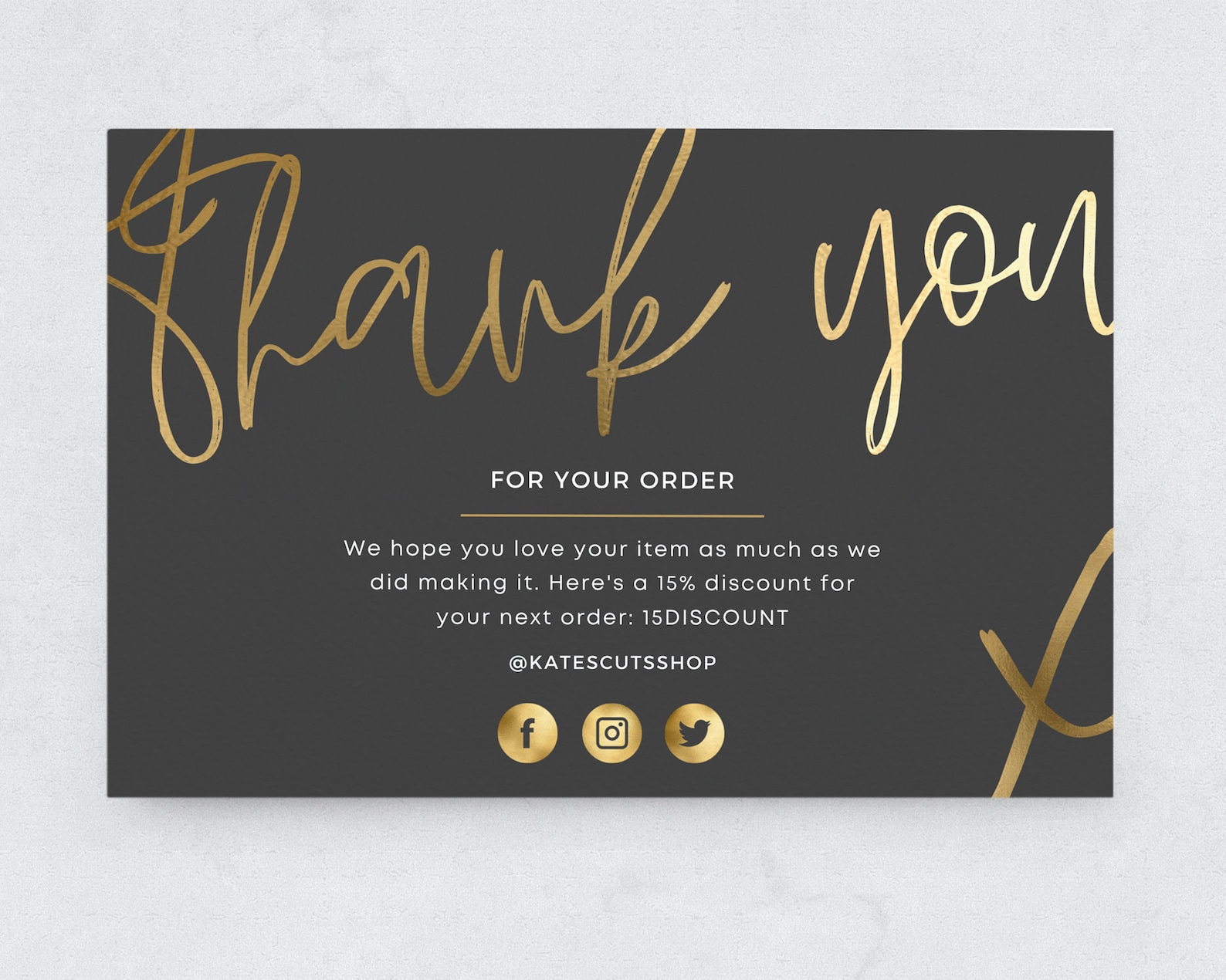 Black & Gold Thank You Card Template / Editable Thank You for Etsy UK