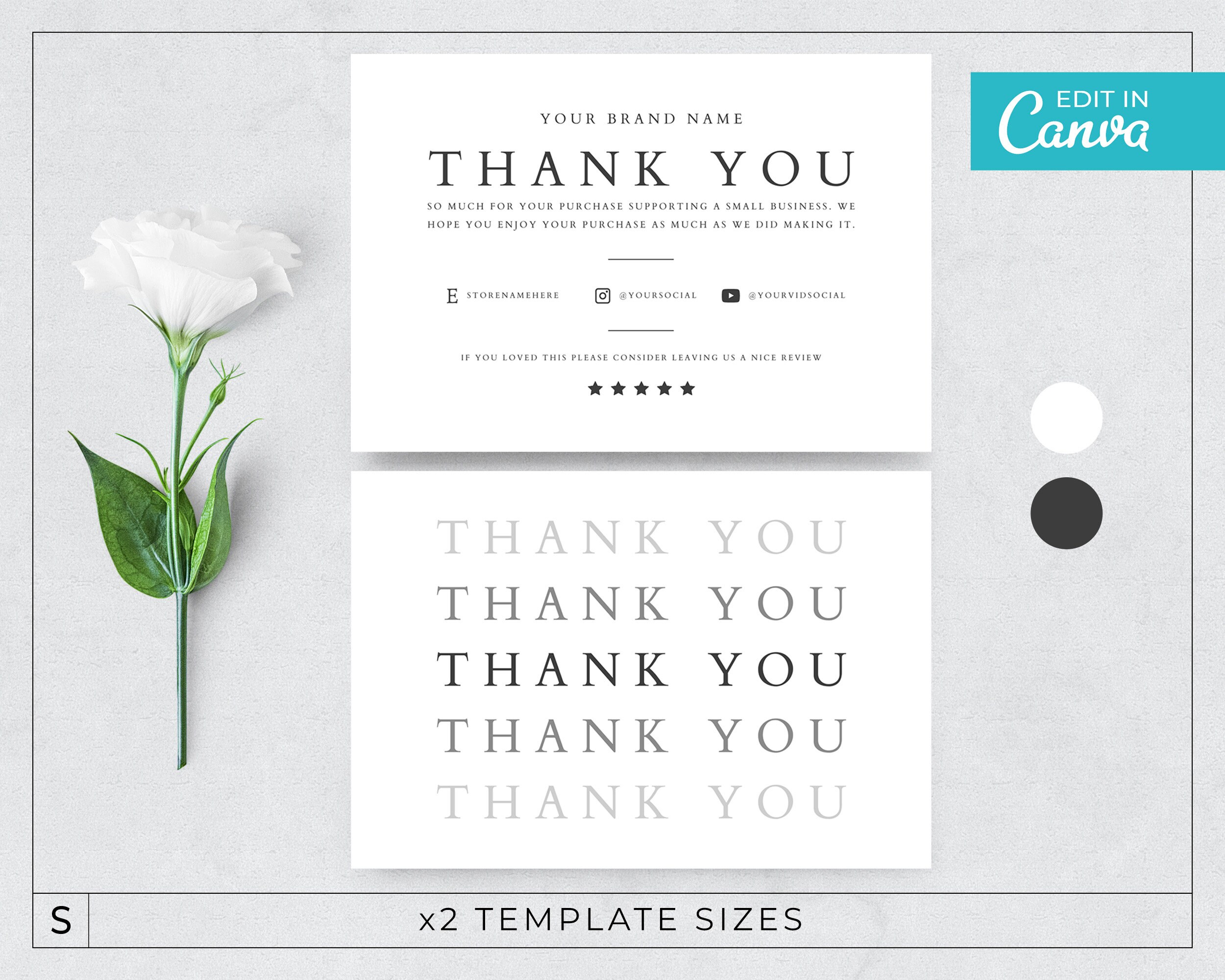 Modern Thank You Card Template Canva / Editable Thankyou Card - Etsy