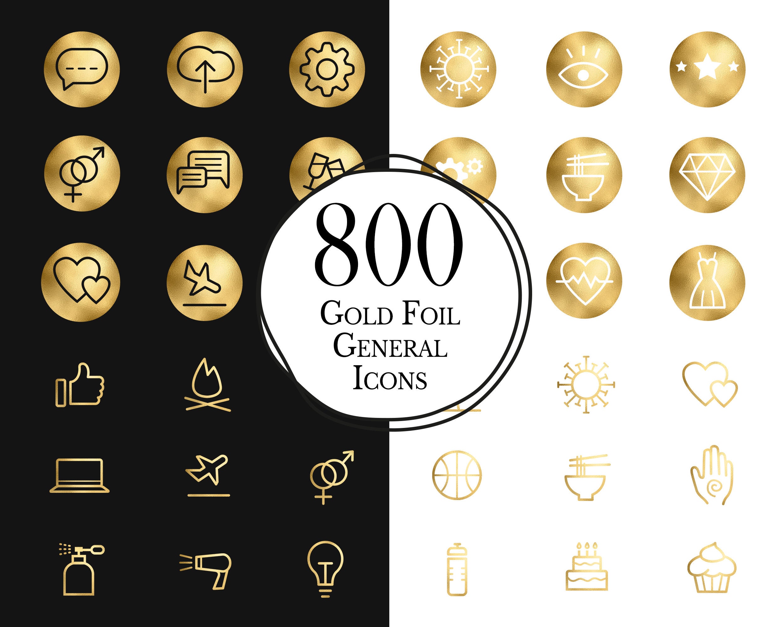 800 Gold Icons // Gold Foil Icons // Website Icons // Blog Icons ...