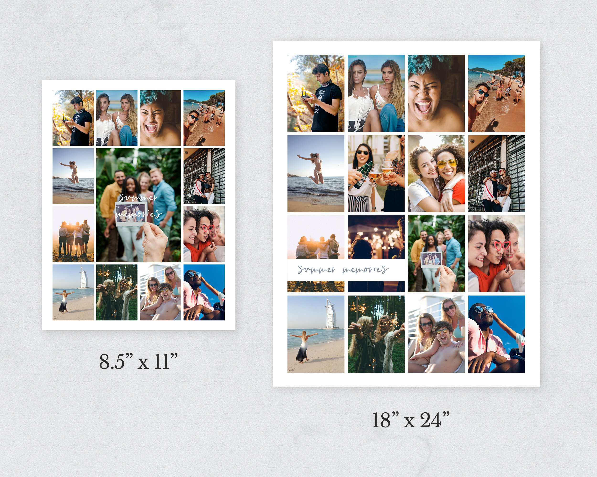 編集可能な写真コラージュテンプレート / 印刷可能な写真グリッド