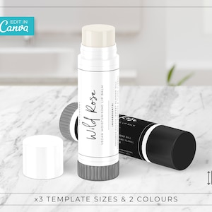 Editable Lip Balm Label Template / Modern Chapstick Label / Minimalist Cosmetic Label Template / Printable Cosmetic Product Labels / TATTON