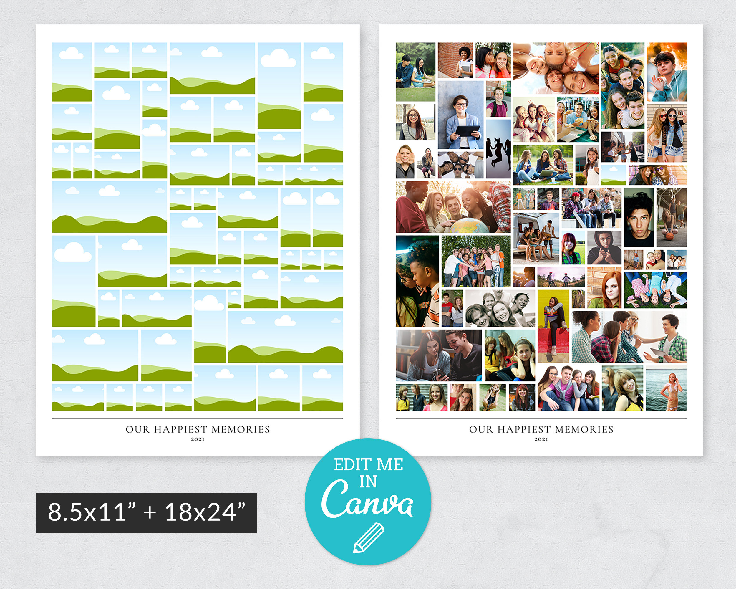 Photo Collage Template / Editable Photo Grid / 8.5 X | Etsy