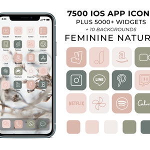Feminine iOS 14 App Icons / Nature Aesthetic App Icons / 7500 iOS14 Icons / Natural Pastel iOS Icon App Pack / Feminine Nature App Icons
