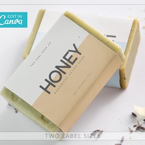 Modern Soap Label Template /  Editable Soap Wrap Around Labels / Minimalist Soap Band Label / Handmade Bar Soap Labels / HOXTON