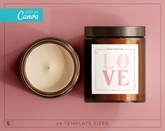 Love Candle Label Template / Editable Valentines Candle Labels / Valentines Day Candle Label / Simple Candle Label / modern VALENTINES