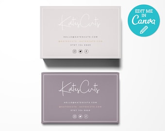 Business Card Template / Minimalist Business Card Template / Mauve & Gold Printable Contact Card Design / Editable Business Card