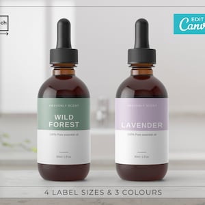 Modern Dropper Bottle Label Templates/ Editable Bottle Labels /  Essential Oil Bottle Labels / Minimalist Label Template / LINEA