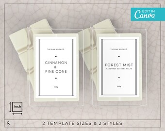 Minimalist Melts Label Template / Editable Wax Melts Labels / Modern Wax Tart Label / Wax Clamshell Labels / Minimal Wax Melt Label / PRIMA