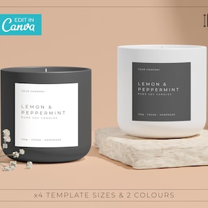 Editable Candle Label Template /  Minimalist Candle Labels / Printable Label / Modern Candle Label / Black & White Candle Label / NOVA
