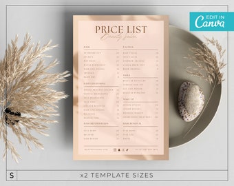 Feminine Price list Template / Editable Beauty Salon Price list Template / Organic Salon Menu / Nature Price List / Nude Pricelist / AMI