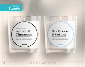 Modern Circular Candle Label Template / Circular Labels / Editable Candle Labels / Minimalist Product Label / Modern Candle Label / SHAW