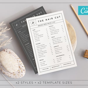 Nowoczesny szablon cennika / Edytowalny szablon cennika / Szablon menu DIY / Szablony menu pudełkowego / Menu salonu do druku / OREN
