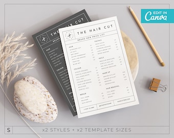 Modern Price list Template / Editable Price list Template / DIY Menu Template / Boxed Menu Templates / Printable Salon Menu / OREN
