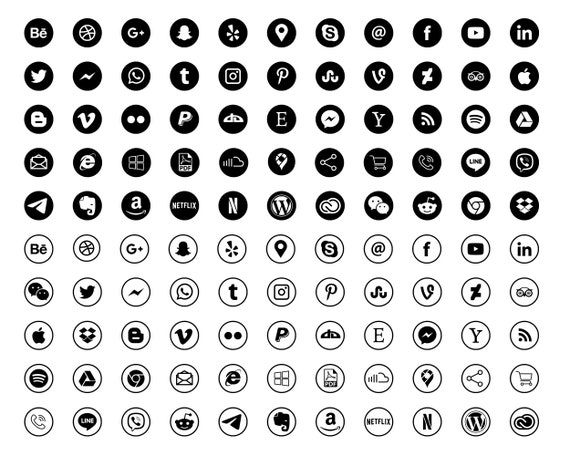 Iconos De Redes Sociales En Blanco Y Negro Iconos De Redes Sociales,