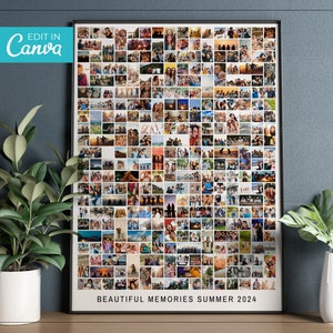 Enorme plantilla de collage de fotos de 200 / Collage de fotos editable / Collage de fotografías / Póster de fotografías / Collage editable / Cuadrícula de fotos imprimible