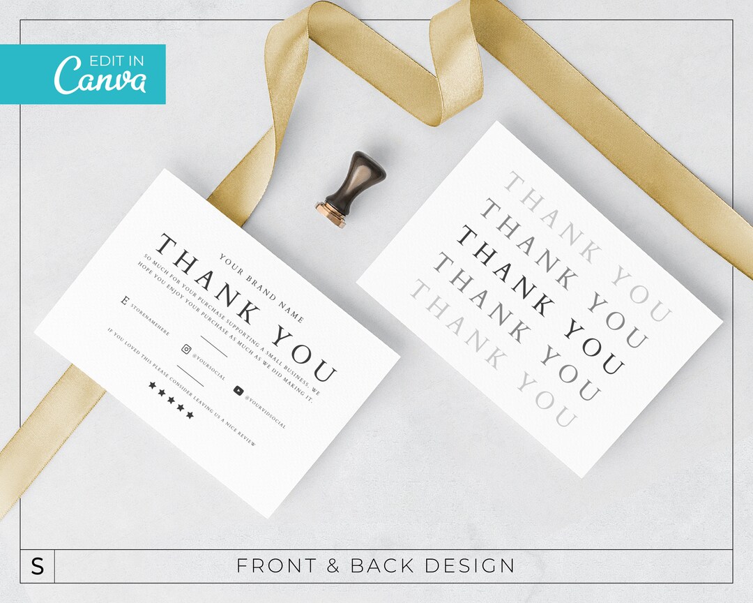 Modern Thank You Card Template Canva / Editable Thankyou Card Template ...