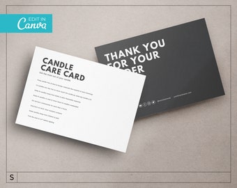 Big & Bold Candle Care Card Template / Editable Candle Care Instructions / Minimalist Candle Care Insert / Printable Care Card / MAGNA