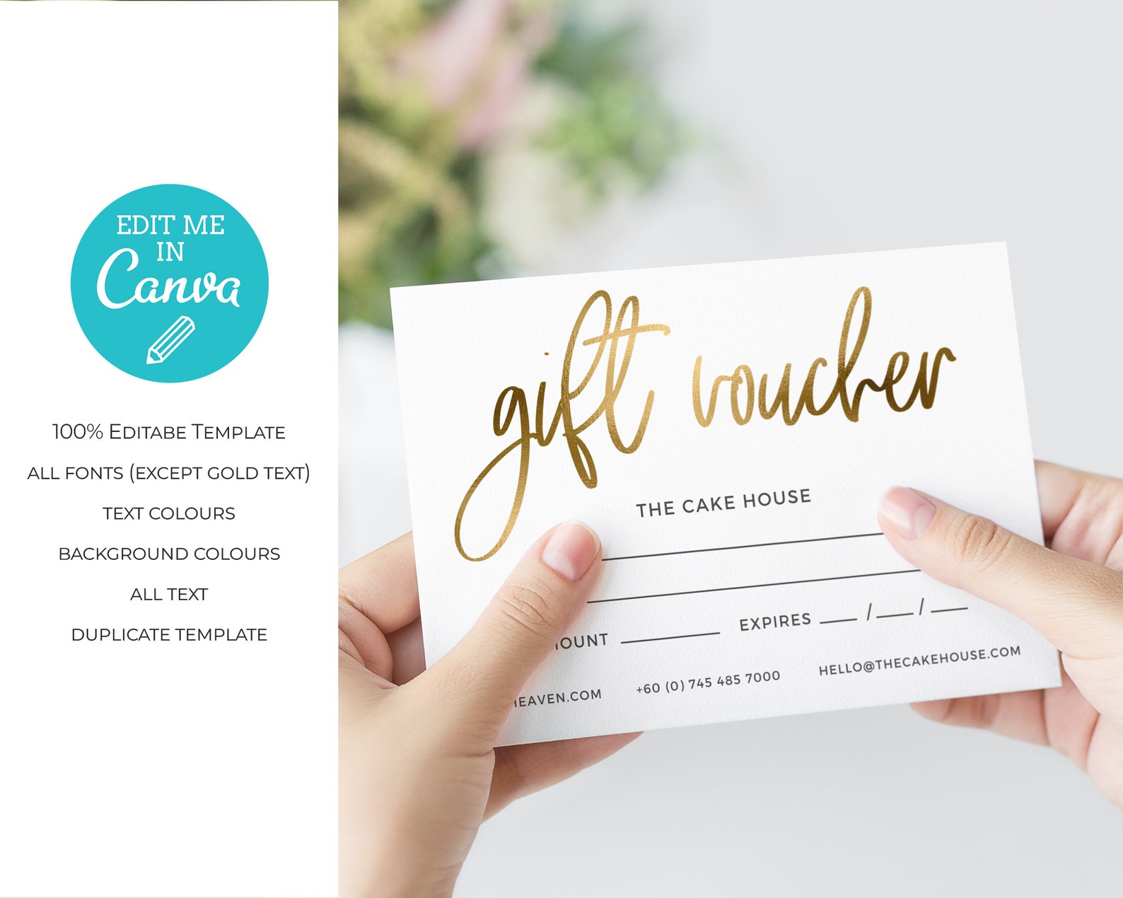 Gold Gift Voucher Template / Editable Gift Certificate Etsy