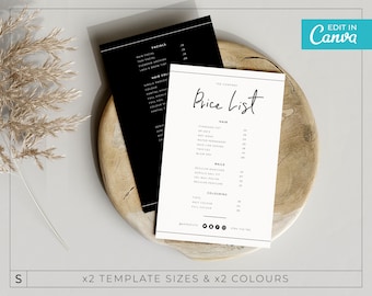 Minimalist Price list Template / Modern Menu Template / Editable Price List / Beauty Menu / Printable Salon Price list / TATTON