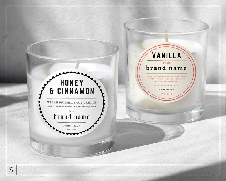 Vintage Circular Candle Label Template / Circular Labels / Etsy