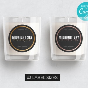 Gold Circular Candle Label Template / Circular Labels / Editable Candle Labels / Minimalist Product Label / Rose Gold Candle Label Template