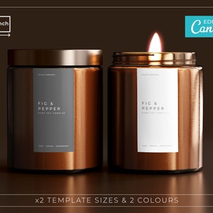 Thin Black and White Candle Label Template / Editable Candle Labels / Minimalist Candle Label / Modern Candle Label Template Download / NOVA
