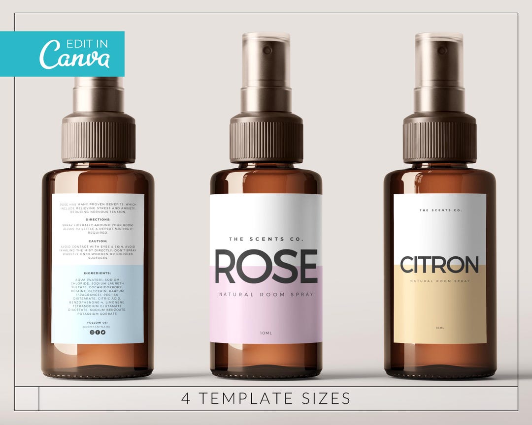 Modern Room Spray Bottle Label Template / Minimalist Fragrance Label ...