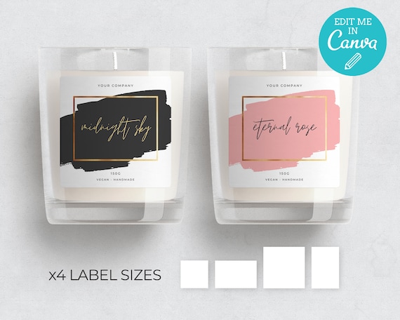 Elegant Candle Label Template / Editable Candle Labels
