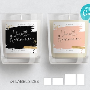 Candle Label Template /  Editable Candle Labels / Minimalist Candle Label / Modern Candle Label / Pink Candle Labels