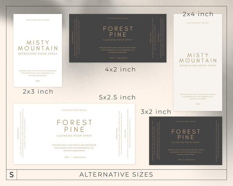Minimalist Room Spray Bottle Label Template / Gold Fragrance Label ...