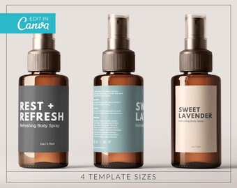 Szablon etykiety na butelkę ze sprayem Bold Room / Szablon etykiety na perfumy / Minimalistyczna etykieta na butelkę / Środek dezynfekujący do rąk / Etykiety na kosmetyki / MAGNA