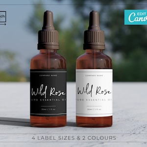Modern Dropper Bottle Labels / Editable Essential Oil Labels / Minimalist Label Template / Canva Dropper Label / TATTON