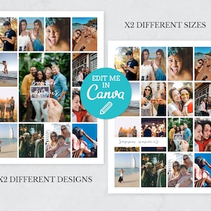 Editable Photo Collage Template / Printable Photo Grid / 8.5&quot; x 11&quot; + 18&quot; x 24&quot; Photography Collage / Wedding Collage / Image Grid
