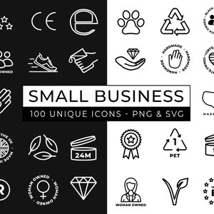 Iconos de negocios artesanales / Iconos de negocios hechos a mano / Iconos de etiquetas de empaque / Iconos de cosméticos / Iconos de empaque / Iconos ecológicos / Iconos de negocios de Etsy