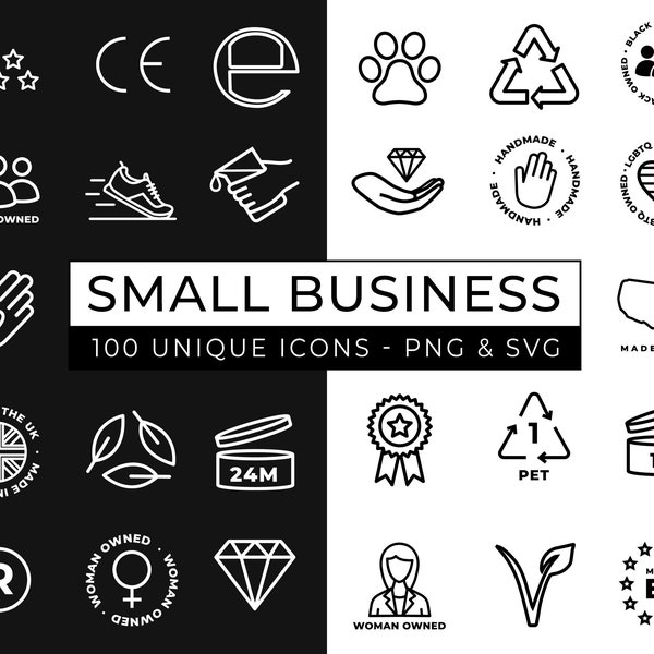 Craft Business Icons / Handmade business Icons / Packaging Label Icons / Cosmetic Icons / Packaging Icons / Eco Icons / Etsy Business Icons