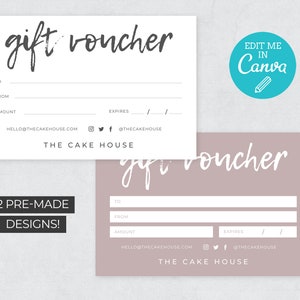 Minimalist Gift Voucher Template / Editable Gift Certificate / Printable Gift Cards / Shop Voucher / Customisable Voucher Templates