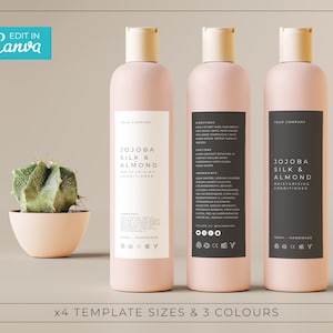 Shampoo Bottle Label Template / Minimalist Pump Bottle Labels / Cosmetic Bottle Labels / Hand Lotion Labels / Slim Product Labels / NOVA
