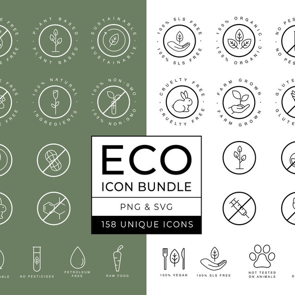 Eco Friendly Icons / Eco Icons / Organic Logo / Eco Badges / Website Eco Icons / Vegan Symbol / Eco Symbol / Sustainable Icon / Fair Trade