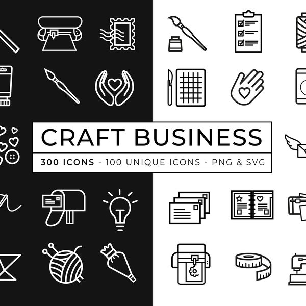 Crafts Icon set / Craft Business Icons / Etsy business icons / Sticker Shop icons / Sticker making icons / Art icons / Crafting / Baking