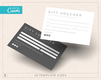 Simple Gift Voucher Template / Minimalist Editable Gift Card Template / Printable Gift Cards / Shop Discount Card / NOVA
