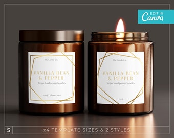 Gold Foil Candle Label Template / Editable Candle Labels / Gold Foil Candle Label / Gold Candle Label Template Download / ESKER