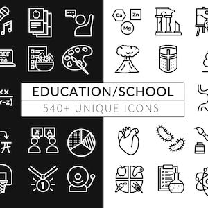 ENORM onderwijspictogrampakket / 540 UNIEKE schoolpictogrammen / Pictogrammen leren en onderwijzen / Collegepictogram / Pictogrammen schoolvakken / Pictogrammenset onderwijs