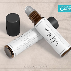 Editable Roller Bottle Label / Essential Oil Label / 10ml Roller Label / Minimalist Roller Bottle Label Template / Printable Label / TATTON