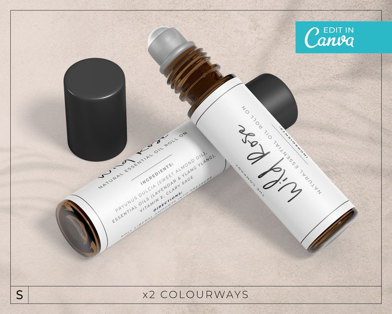 Editable Roller Bottle Label / Essential Oil Label / 10ml Etsy